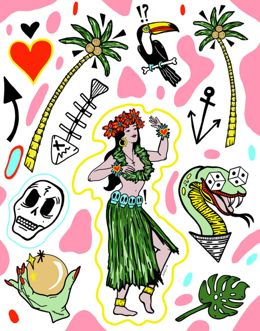 "Hula Girl" Digital Print